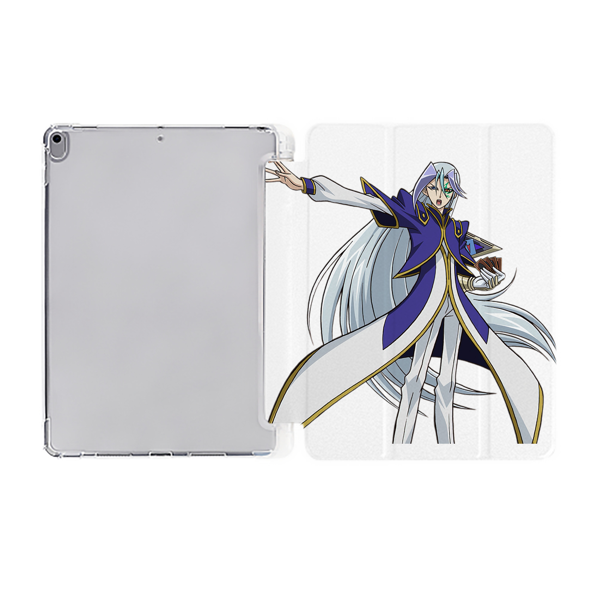 （画像用） 遊☆戯☆王 Yu-Gi-Oh! IPad ケース ペン収納付き 三つ折りスタンド PUレザー×シリコン 対応機種9.5/10.5/10.9インチ